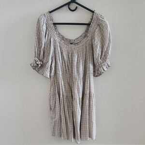 Old Navy Beige and Green Plaid Dress